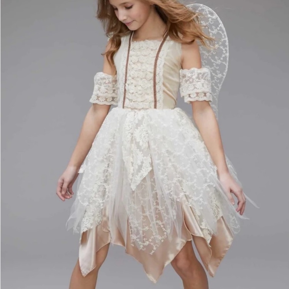 CHASING FIREFLIES VINTAGE BOHO FAIRY Cream Pink Costume Dress Girls Size 10